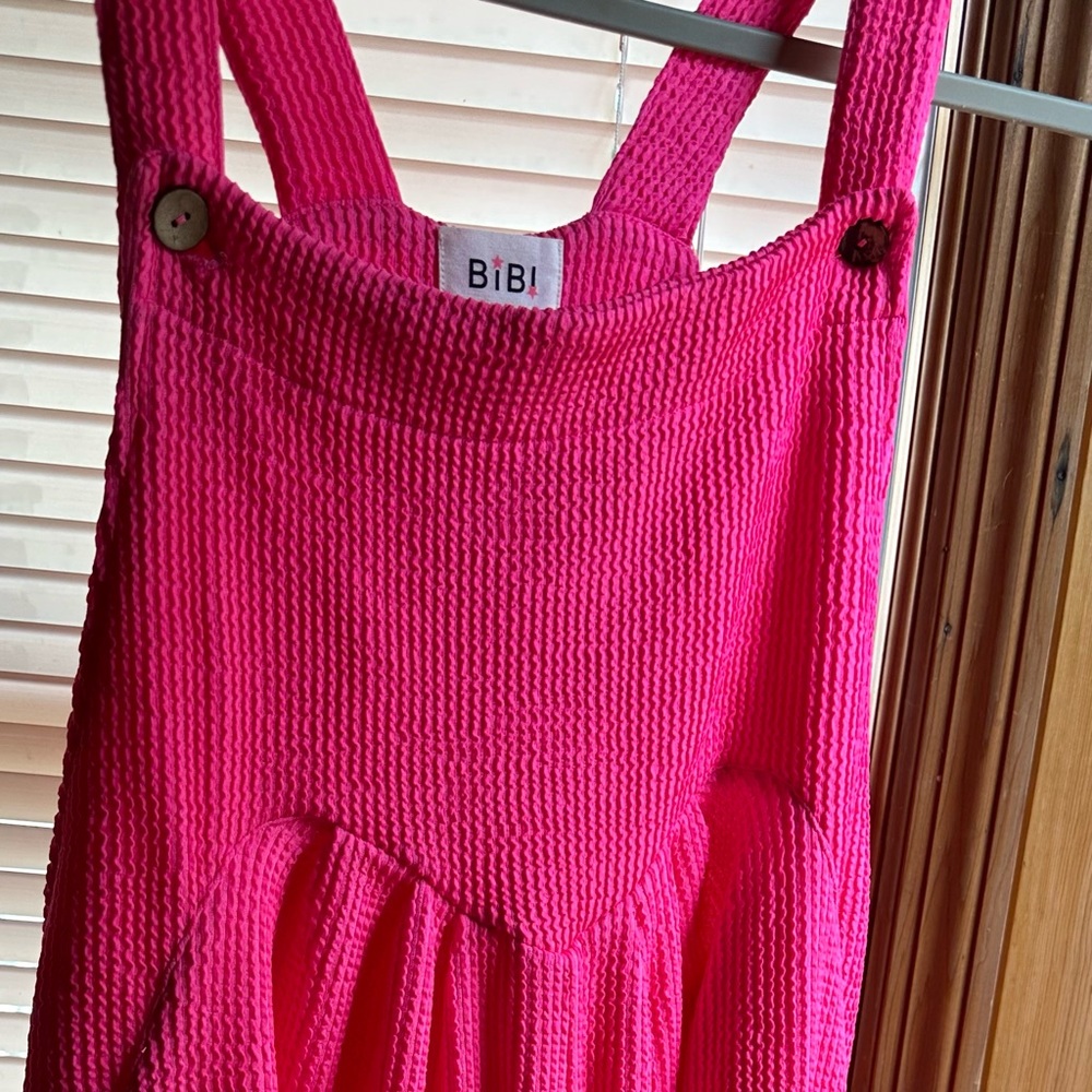 BiBi Hot Pink Textured Suspender Shorts